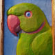 Rose-Ringed Parakeet (Psittacula krameri) Gold leaf and oil colour on wood H.27 x 22 x 6cms